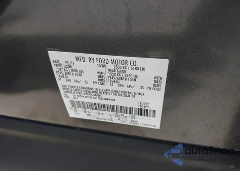 2017 Ford Explorer Xlt from USA, damaged, VIN 1FM5K8D84HGD09483